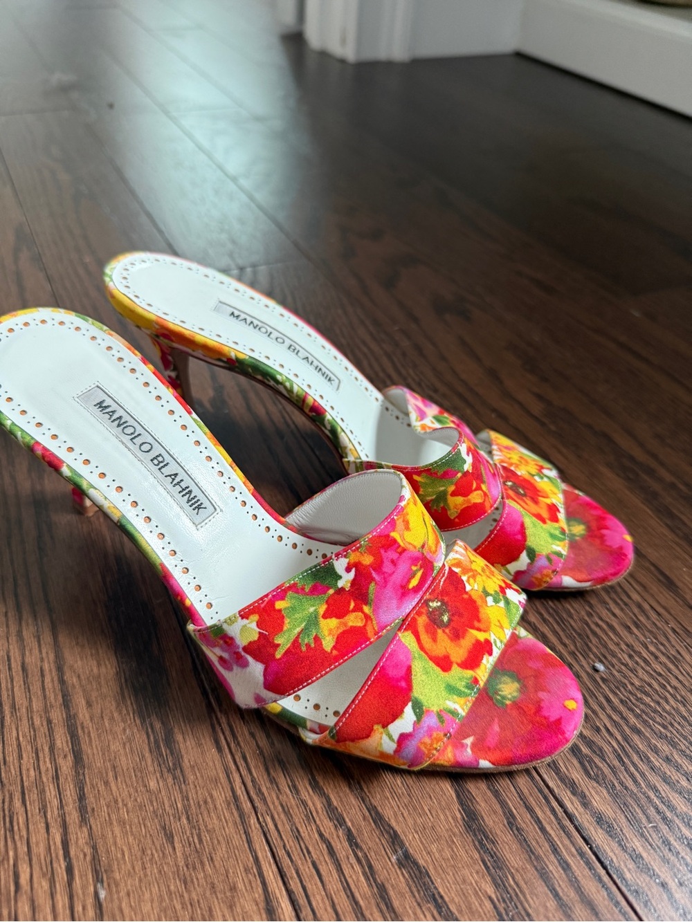 Manolo Blahnik Pink Floral mules